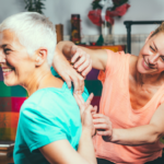 The woman is practicing Yoga and Chiropractic care.